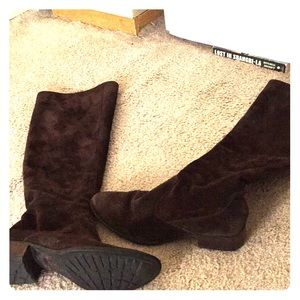 Brown Suede Over the Knee Boot